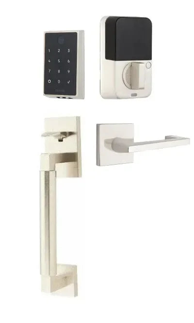 Emtek EMPowered 2 Touch Entry Set with Hercules Smooth Grip and Argos Lever Satin Nickel