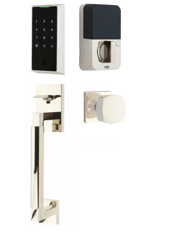 EmtekEmtek EMPowered 2 Touch Entry Set with Hercules Smooth Grip and Freestone Knob in 