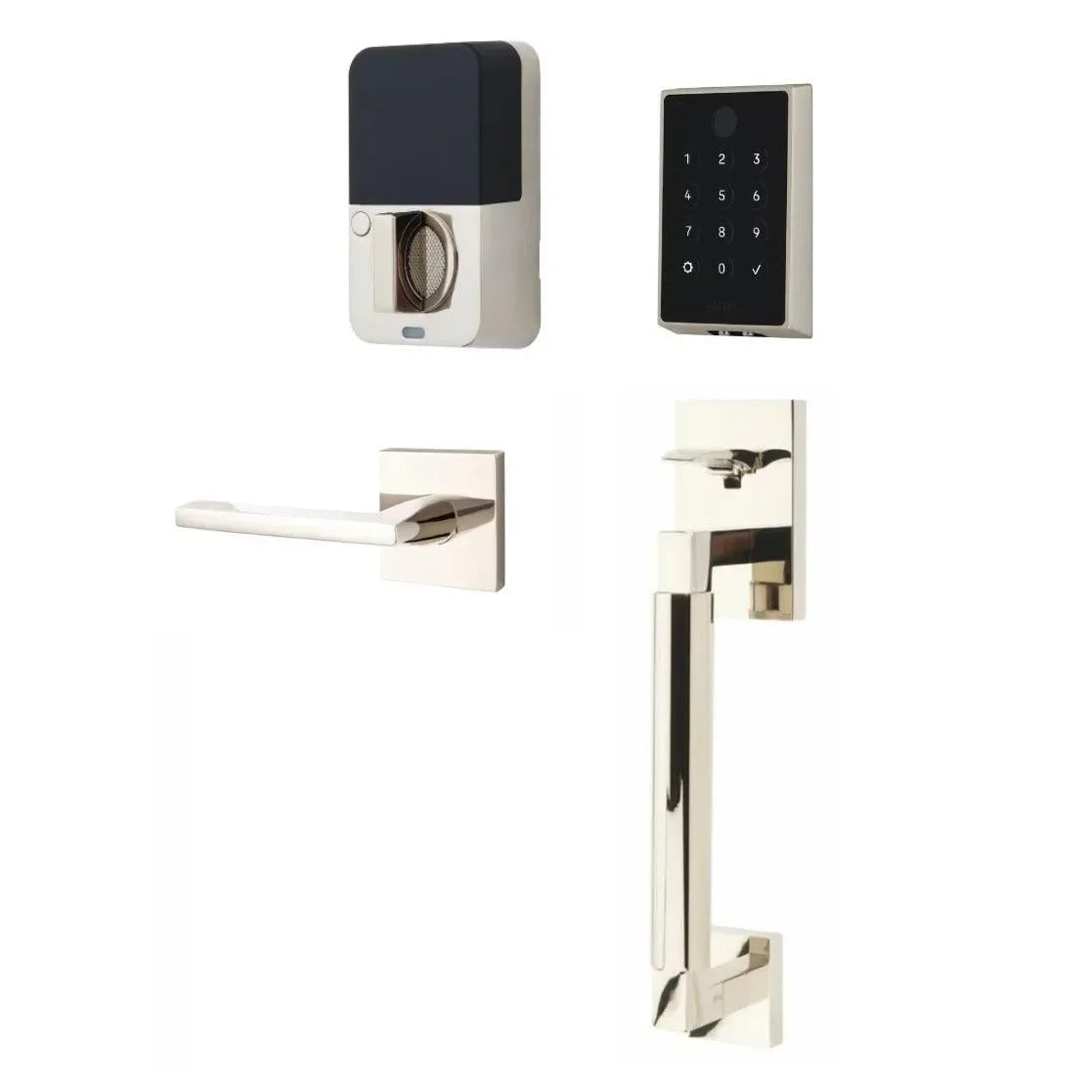 Emtek EMPowered 2 Touch Entry Set with Hercules Smooth Grip and Helios Lever 