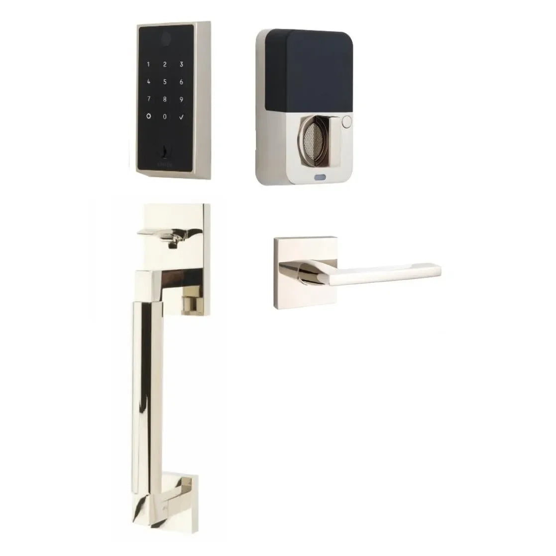 EmtekEmtek EMPowered 2 Touch Entry Set with Hercules Smooth Grip and Helios Lever in 