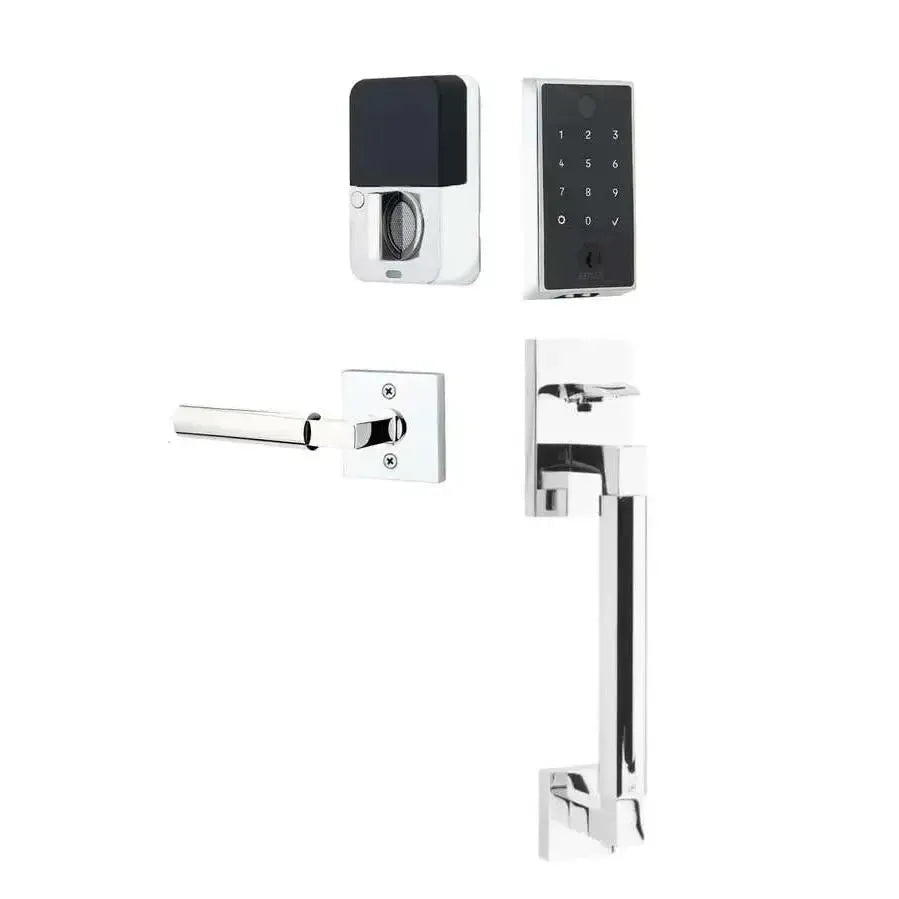 Emtek EMPowered 2 Touch Entry Set with Hercules Smooth Grip and Hercules Lever in Polished Chrome finish