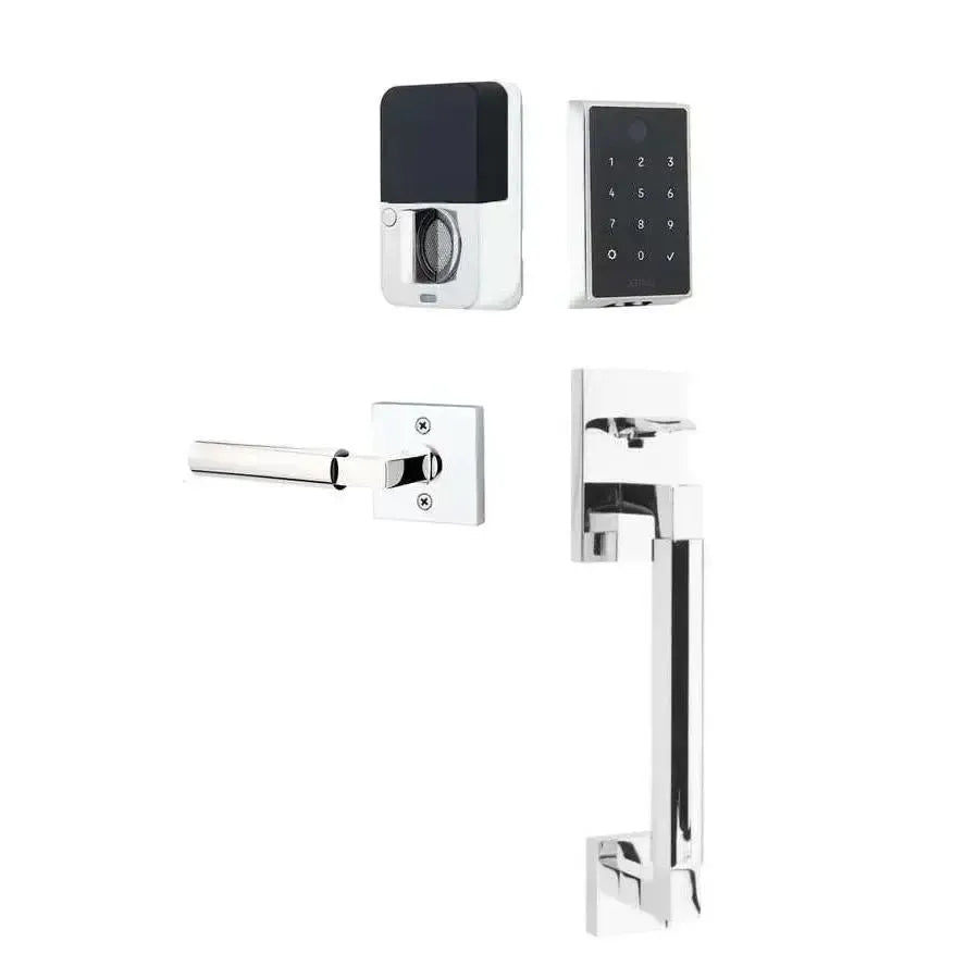 Emtek EMPowered 2 Touch Entry Set with Hercules Smooth Grip and Hercules Lever in Polished Chrome finish
