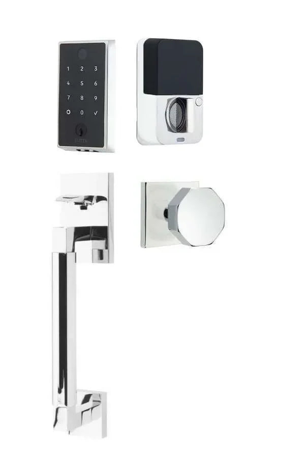 Emtek EMPowered 2 Touch Entry Set with Hercules Smooth Grip and Octagon Knob Polished Chrome