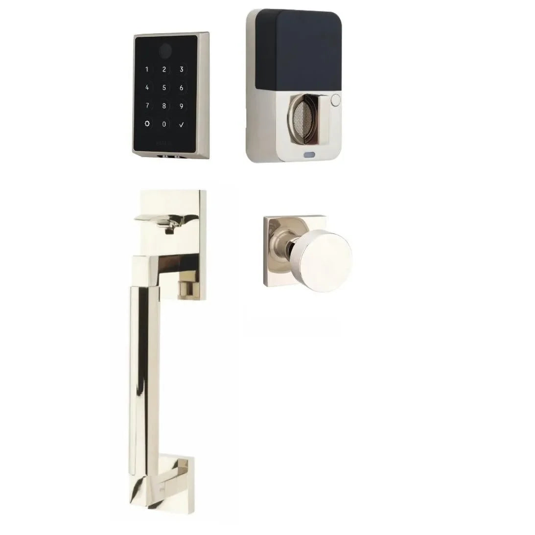 Emtek EMPowered 2 Touch Entry Set with Hercules Smooth Grip and Round Knob 