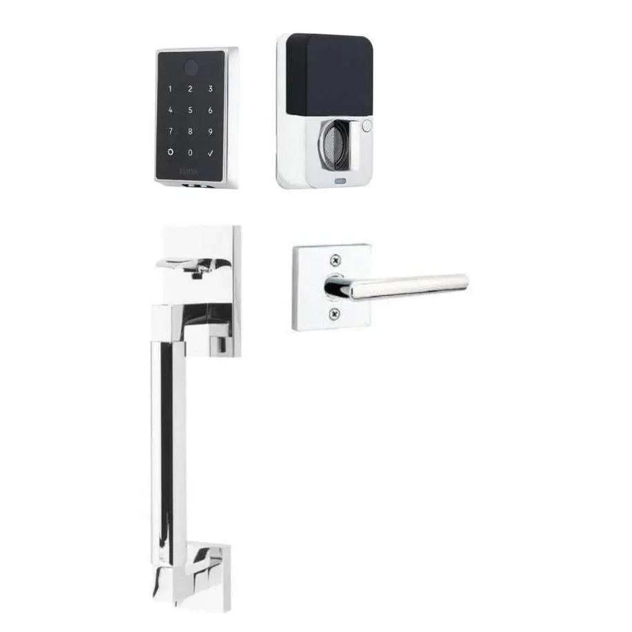 Emtek EMPowered 2 Touch Entry Set with Hercules Smooth Grip and Stuttgart Lever Polished Chrome