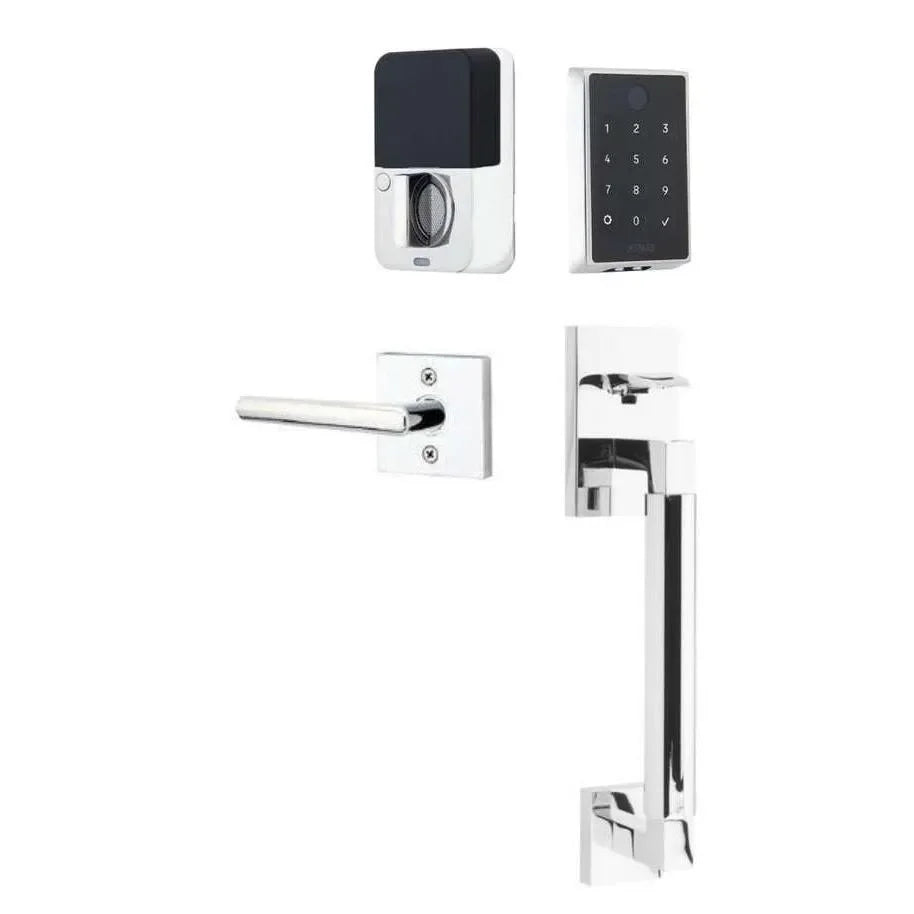 Emtek EMPowered 2 Touch Entry Set with Hercules Smooth Grip and Stuttgart Lever Polished Chrome