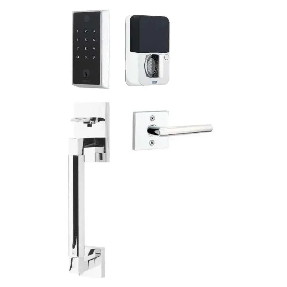 Emtek EMPowered 2 Touch Entry Set with Hercules Smooth Grip and Stuttgart Lever Polished Chrome
