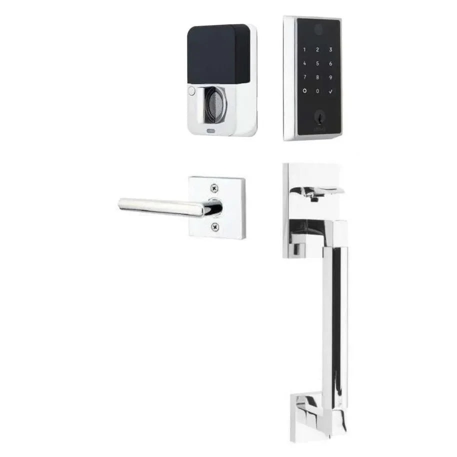 Emtek EMPowered 2 Touch Entry Set with Hercules Smooth Grip and Stuttgart Lever Polished Chrome