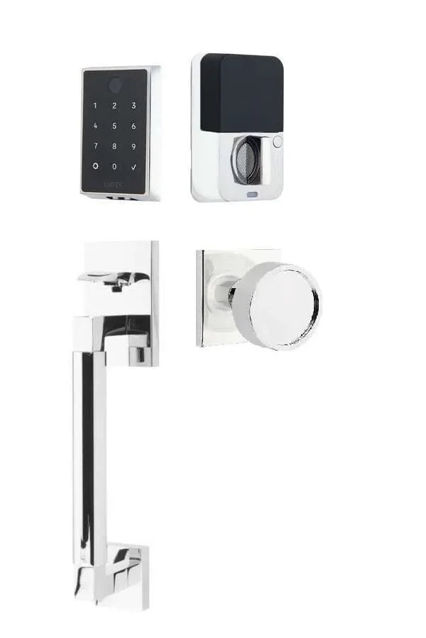 Emtek EMPowered 2 Touch Entry Set with Hercules Smooth Grip and Verve Knob Polished Chrome