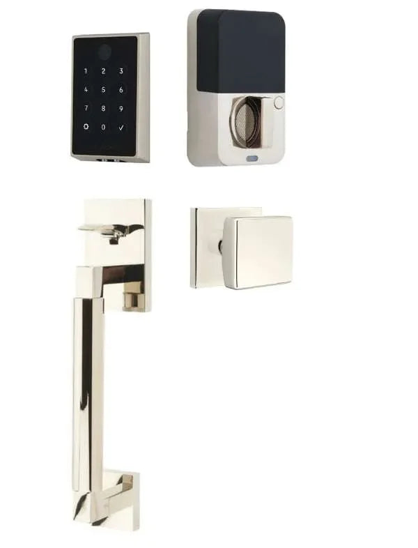 EmtekEmtek EMPowered 2 Touch Key Free Entry Set with Hercules Smooth Grip and Square Knob in 