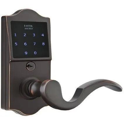 Emtek EMTouch Classic Electronic Touchscreen Keypad Leverset with Cortina Lever Oil Rubbed Bronze