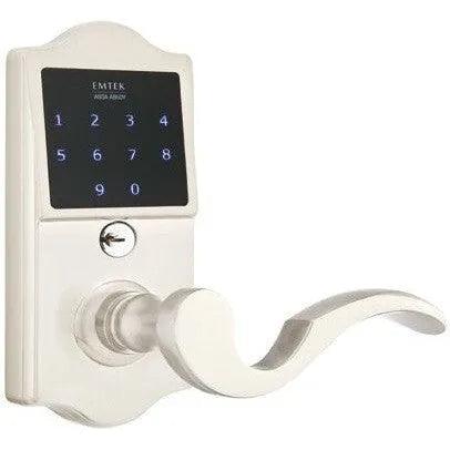 Emtek EMTouch Classic Electronic Touchscreen Keypad Leverset with Cortina Lever Satin Nickel