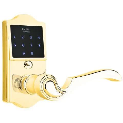 Emtek EMTouch Classic Electronic Touchscreen Keypad Leverset with Coventry Lever Polished Brass