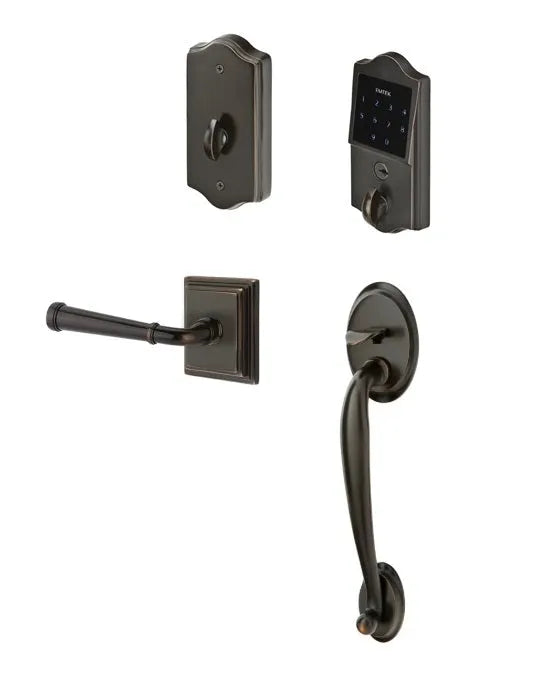 Emtek EMTouch Classic Style Electronic Keypad Entry Set with Merrimack Lever and Wilshire Rosette in Oil Rubbed Bronze finish