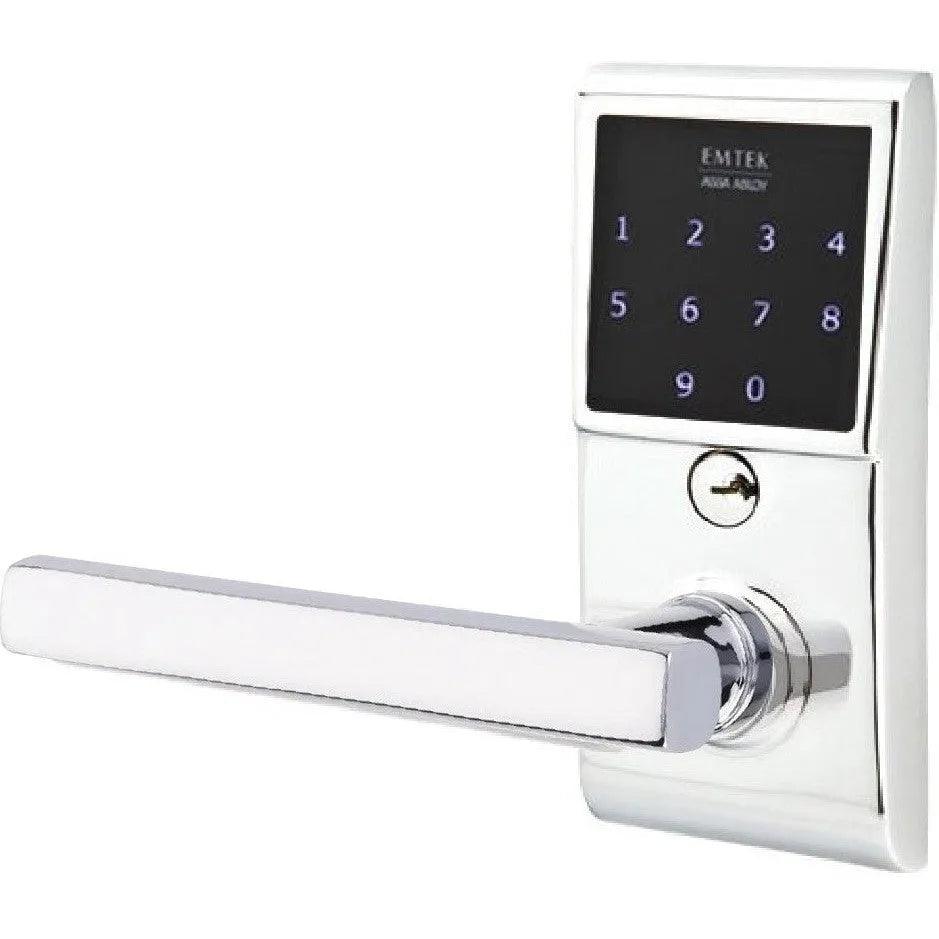 Emtek EMTouch Electronic Touchscreen Keypad Leverset with Freestone Lever in Polished Chrome finish