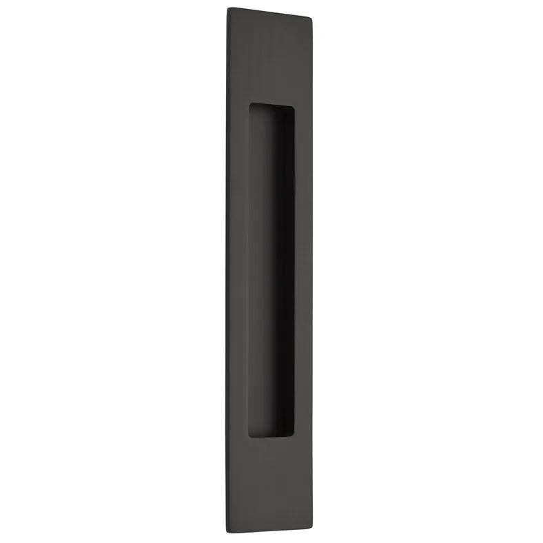 The Emtek 10" Modern Rectangular Flush Pull in Flat Black finish