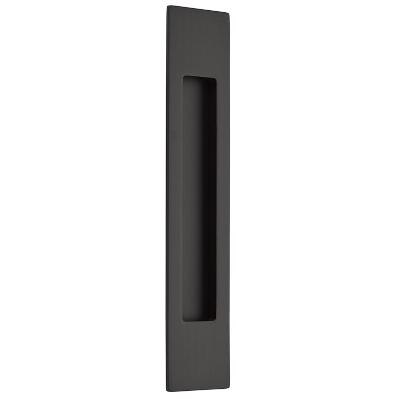 The Emtek 10" Modern Rectangular Flush Pull in Flat Black finish