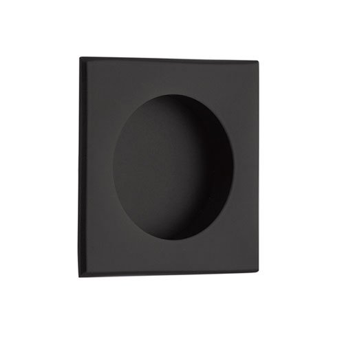 The Emtek 2 1/2" Square Flush Pull in Flat Black finish