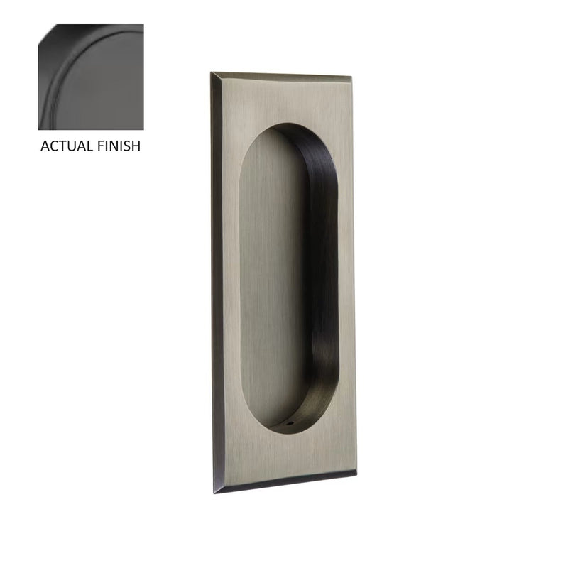 The Emtek 4" Rectangular Flush Pull in Flat Black finish