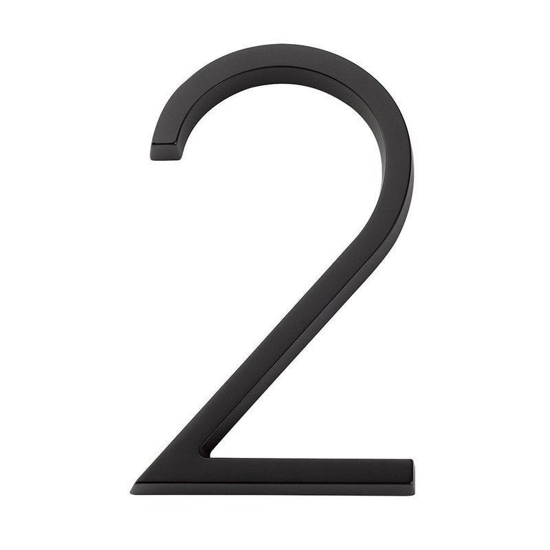 Emtek 7" Modern House Number, No. 2 in Flat Black finish