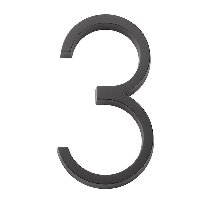 Emtek 7" Modern House Number, No. 3 in Flat Black finish