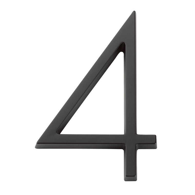 Emtek 7" Modern House Number, No. 4 in Flat Black finish