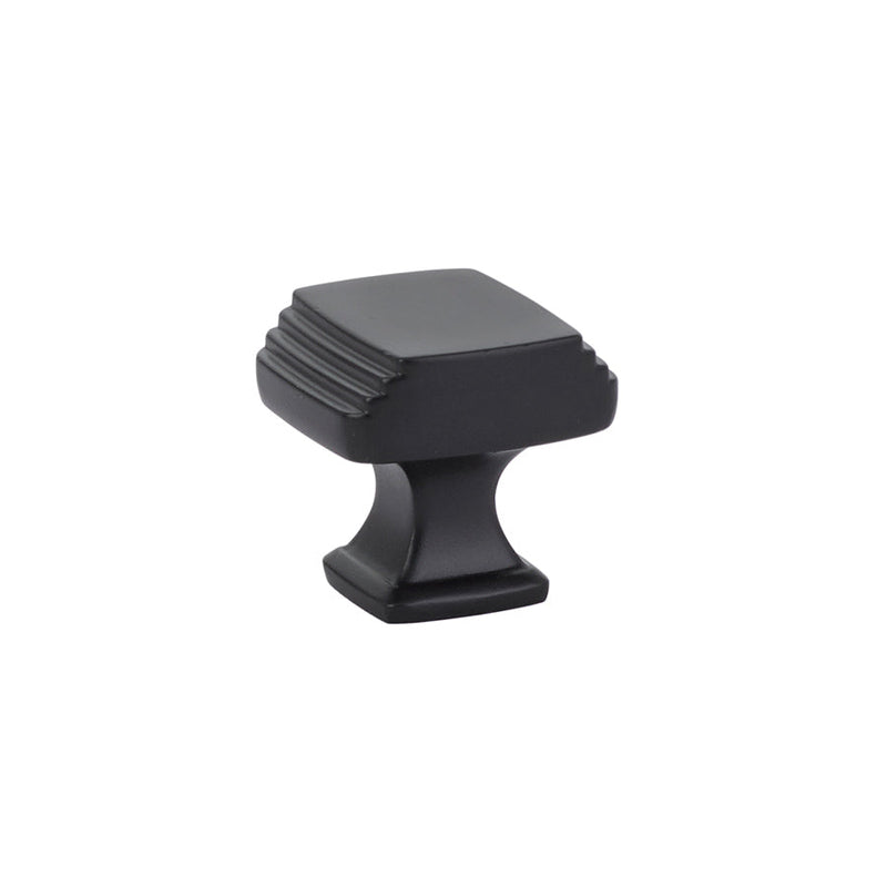 The Emtek Art Deco Cabinet Knob, 1 1/4" in Flat Black finish