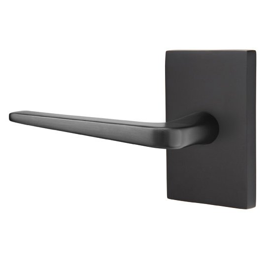 Emtek Athena Lever With Modern Rectangular Rosette in Flat Black finish