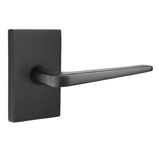 Emtek Athena Lever With Modern Rectangular Rosette in Flat Black finish