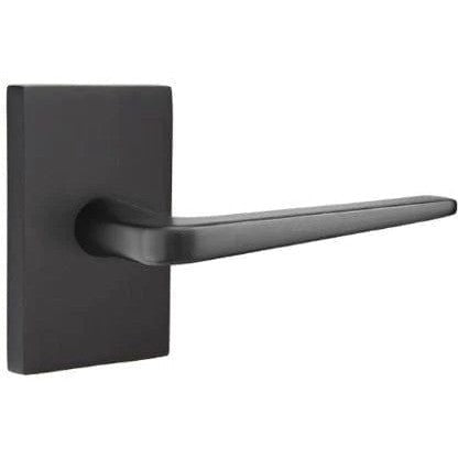 Emtek Athena Lever With Modern Rectangular Rosette in Flat Black finish