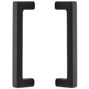 The Emtek Back to Back 8" Wilshire Door Pull in Flat Black finish