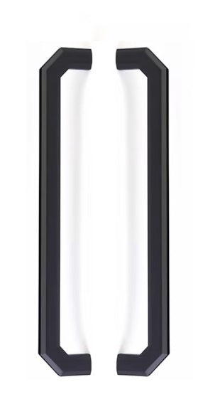 The Emtek Back to Back Riviera Appliance Pull in Flat Black finish