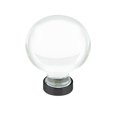 The Emtek Bristol Crystal Glass Knob 1-1/4" Wide (1-5/8" Projection) in Flat Black finish