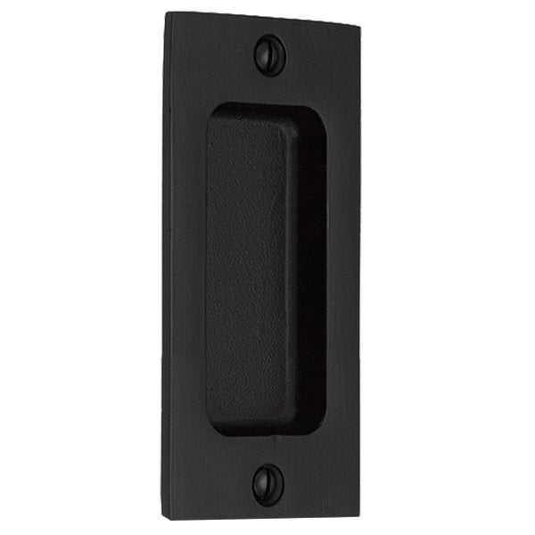 Emtek 4" Rustic Modern Rectangular Flush Pull in Flat Black Bronze Patina finish