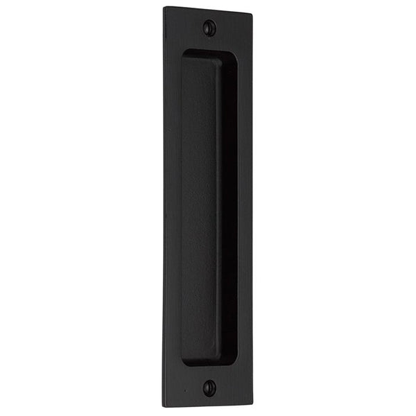 Emtek 8" Rustic Modern Rectangular Flush Pull in Flat Black Bronze Patina finish