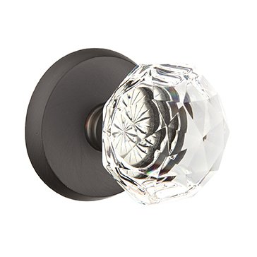 Emtek Diamond Crystal Knob with #2 Rosette in Flat Black Bronze Patina finish