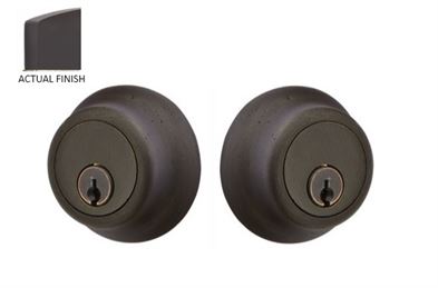 Emtek Double Cylinder Regular Sandcast Bronze Keyed Deadbolt in Flat Black Bronze Patina finish