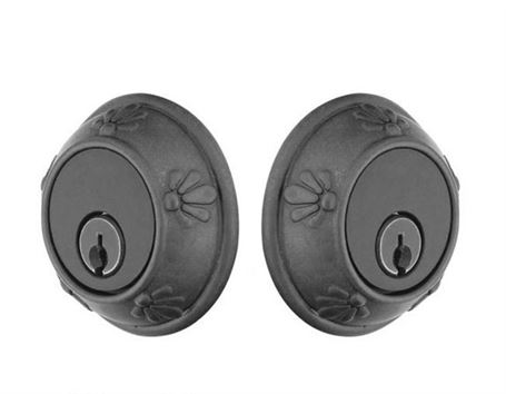 Emtek Double Cylinder Tuscany Bronze Keyed Deadbolt in Flat Black Bronze Patina finish