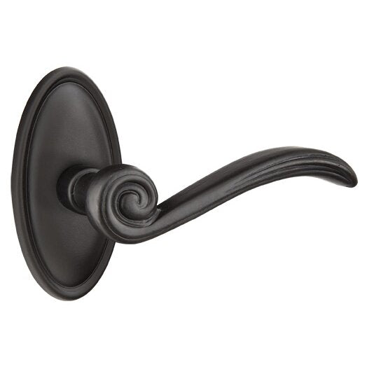 The Emtek Medici Lever With #14 Rosette in Flat Black Bronze Patina finish