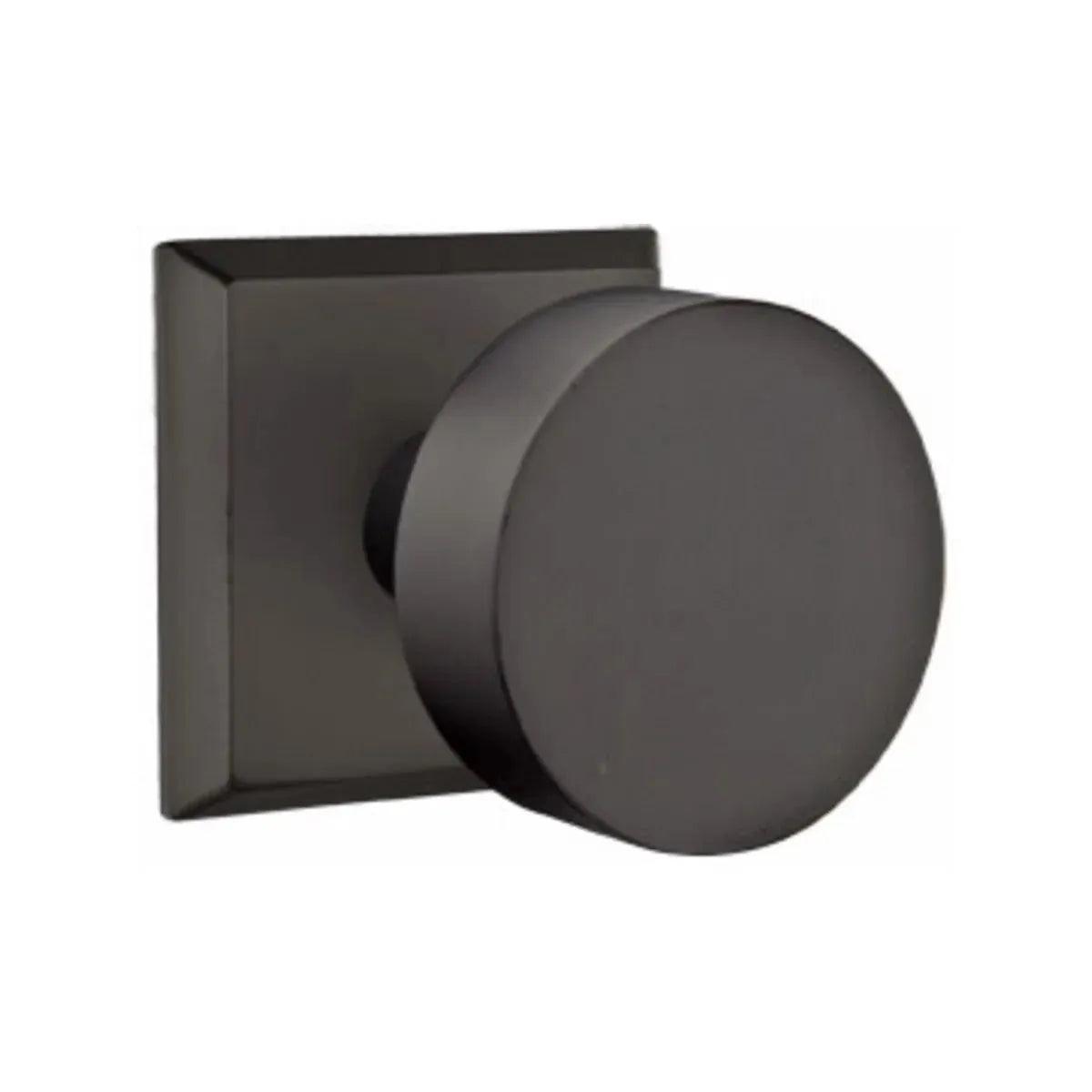 Emtek Round Bronze Knob with #6 Rosette in Flat Black Bronze Patina finish