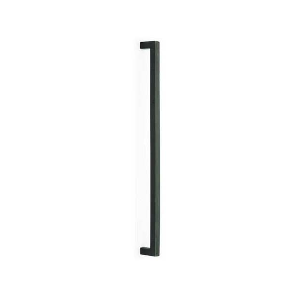 The Emtek Rustic Modern Appliance Pull, 12" Center to Center in Flat Black Bronze Patina finish