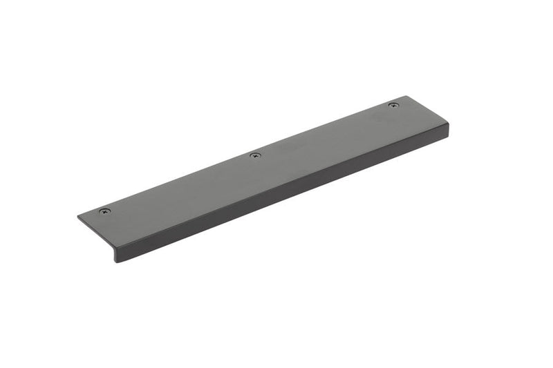 The Emtek Rustic Modern Edge Pull, 10 1/2" Center to Center in Flat Black Bronze Patina finish