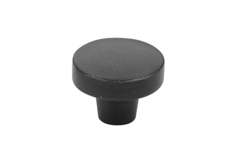 The Emtek Rustic Modern Round Cabinet Knob, 1 3/8" in Flat Black Bronze Patina finish