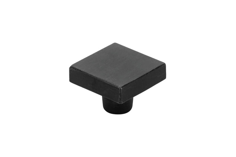 The Emtek Rustic Modern Square Cabinet Knob, 1 5/8" in Flat Black Bronze Patina finish