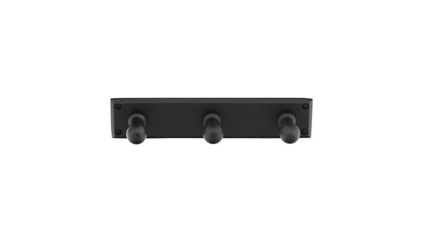 Emtek Sandcast Bronze 3 Hook With Rectangular Plate (2 1/8" Projection) in Flat Black Bronze Patina finish