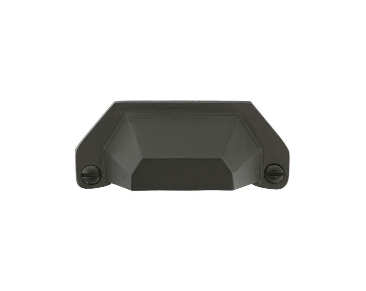 The Emtek Sandcast Bronze Bin Pull, 4" Center to Center in Flat Black Bronze Patina finish