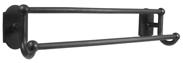 Emtek Sandcast Bronze Double Towel Bar (18" width) With #1 Rosette in Flat Black Bronze Patina finish