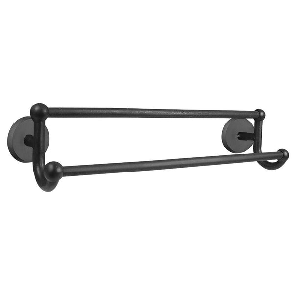 Emtek Sandcast Bronze Double Towel Bar (18" width) With #2 Rosette in Flat Black Bronze Patina finish