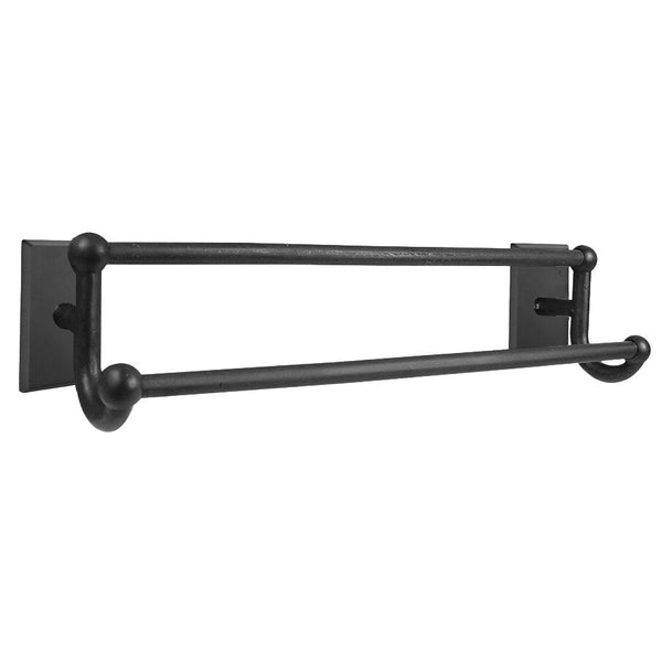 Emtek Sandcast Bronze Double Towel Bar (18" width) With #3 Rosette in Flat Black Bronze Patina finish