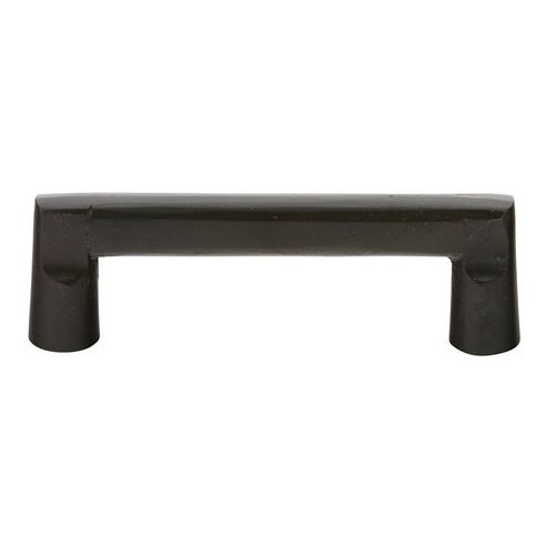 The Emtek Sandcast Bronze Rail Cabinet Pull, 4" Center to Center in Flat Black Bronze Patina finish